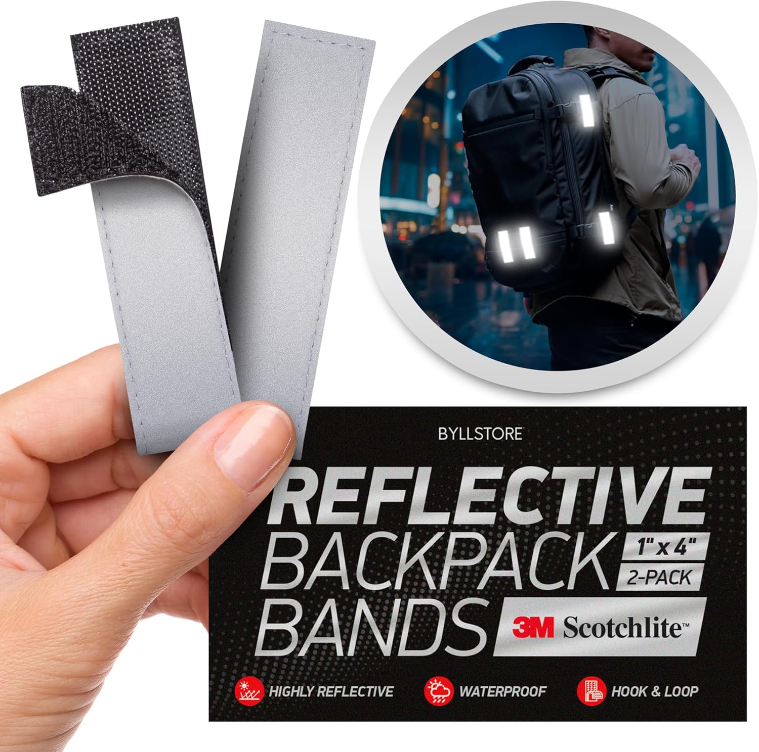 Byllstore Reflective Backpack Bands | 3M Scotchlite Reflectors
