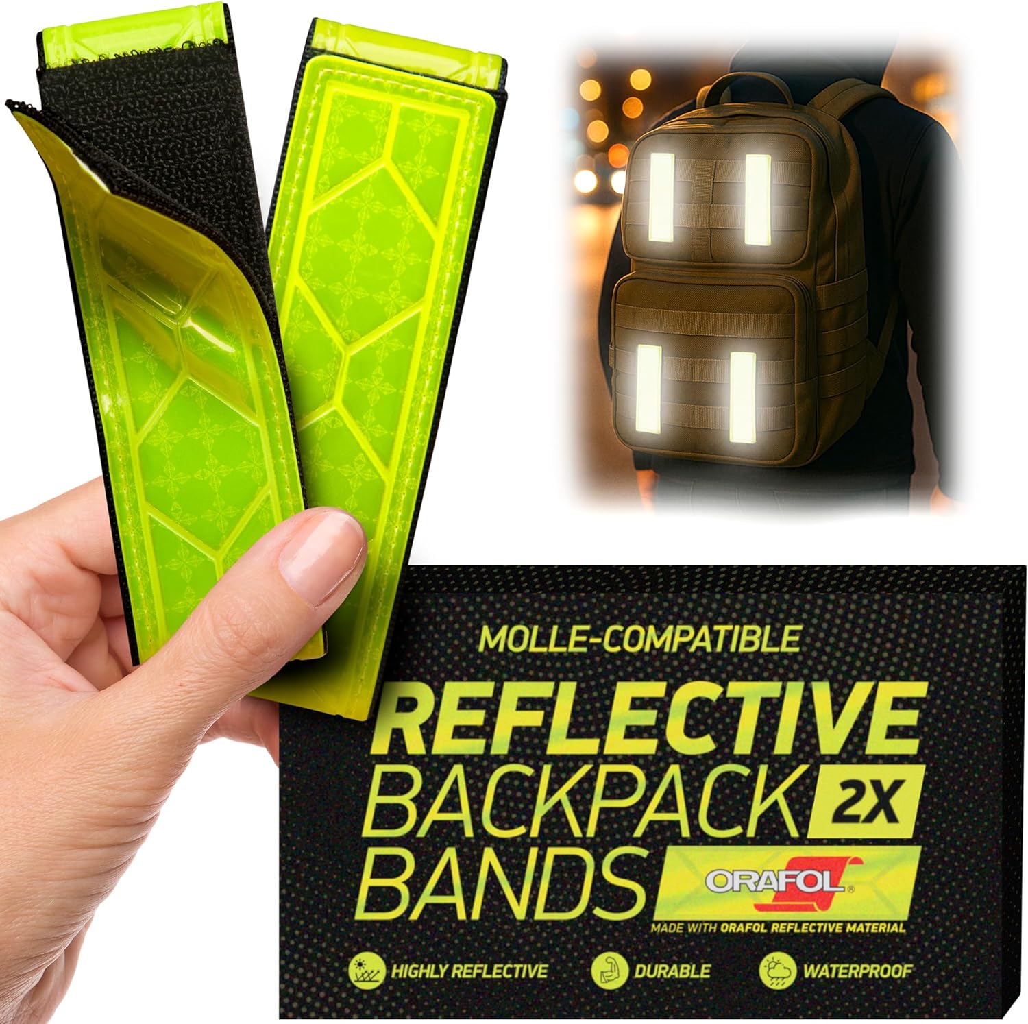 Reflective backpack bands, Orafol